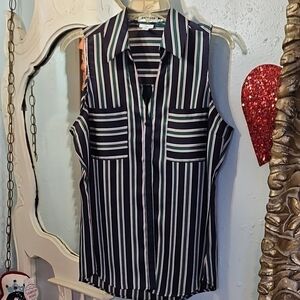 Express Slim Striped Sleeveless Blouse